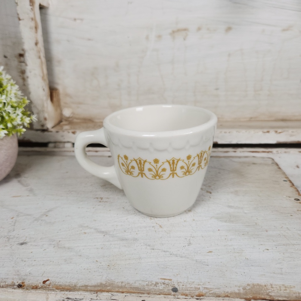 VTG Syracuse China Restaurant Ware Ironstone Coffee Mug w/ Mustard Floral Design